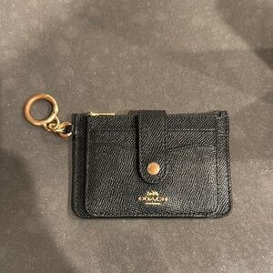 Coach Black Card Wallet with Gold Details